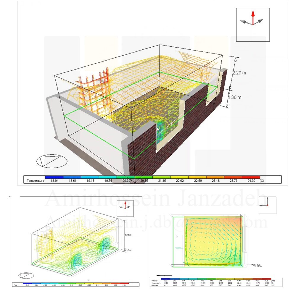 آموزش تحلیل CFD خارجی و داخلی در DesignBuilder | شبیهسازی جریان هوا و تهویه ساختمان 6 External & Internal CFD Analysis in Buildings-Amirhossein Janzadeh-Rymast-06